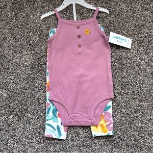 NEW Carter's Ribbed Tank Bodysuit with Floral Leggings